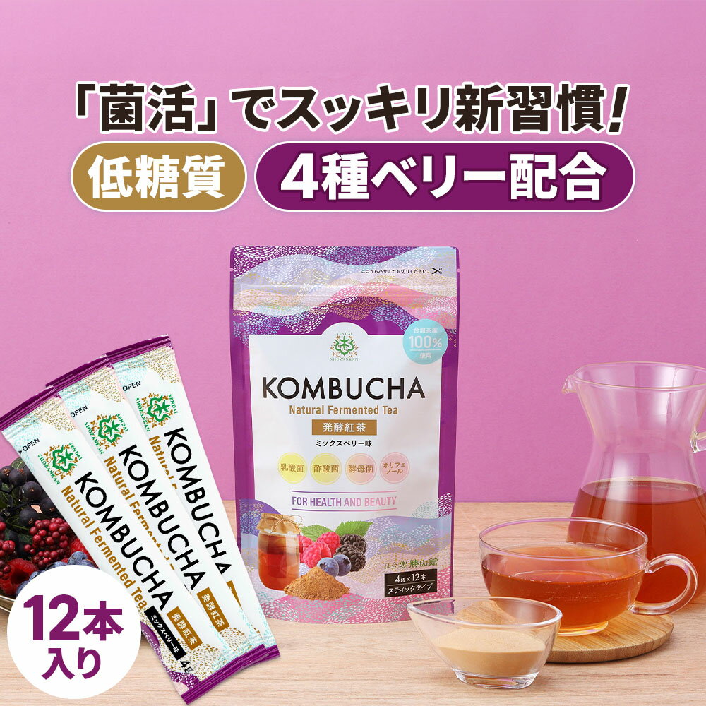 コンブチャ 粉末 ミックスベリー (4g×12包) kombucha | 仙台勝山館 | 紅茶キノコ クレンズ teazen 香料・着色料・保存料・甘味料 不使用 酵素 酵素ドリンク ファスティング 腸 菌活 善玉菌 乳酸菌 酵母 粉 ダイエット 個包装 ミックスベリー