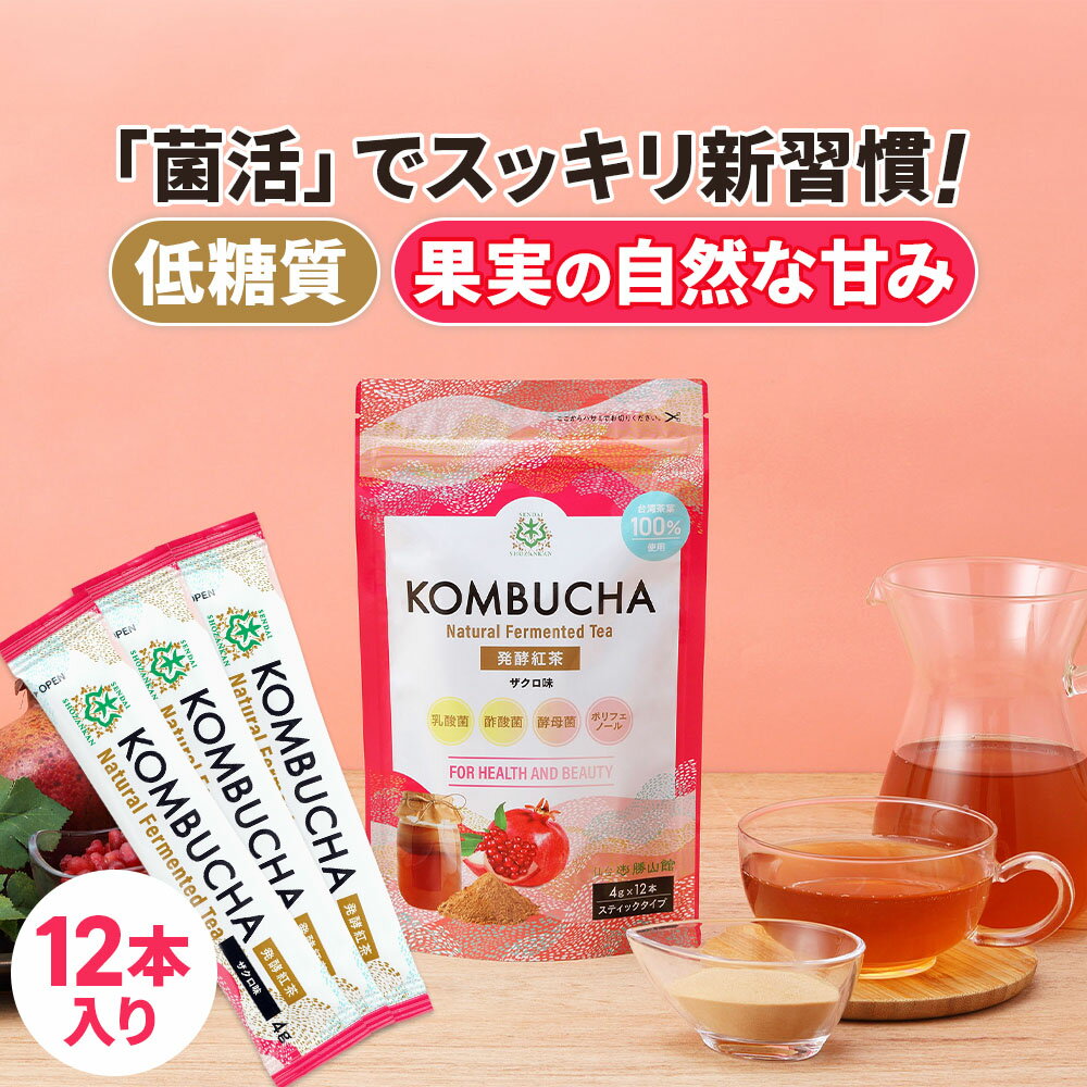 コンブチャ 粉末 ザクロ (4g×12包) kombucha | 仙台勝山館 | 紅茶キノコ クレンズ teazen 香料・着色料・保存料・甘味料 不使用 酵素 酵素ドリンク ファスティング 腸 菌活 善玉菌 乳酸菌 酵母 粉 ダイエット 個包装 ミックスベリー