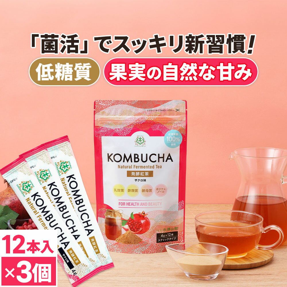 ★今だけポイント5倍★ コンブチャ 粉末 ザクロ (4g×12包)×3個 kombucha | 仙台勝山館 | 紅茶キノコ クレンズ teazen 香料・着色料・保存料・甘味料 不使用 酵素 酵素ドリンク ファスティング 腸 菌活 善玉菌 乳酸菌 酵母 粉 ダイエット 個包装 ミックスベリー 1