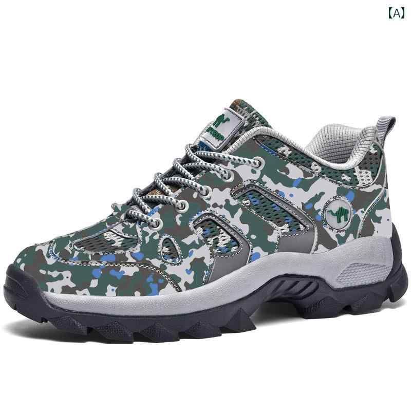 滑りにくい ハイキング メンズ ヨーロッパ寸法 カモフラ 安全靴 迷彩 スポーツ 作業靴 グレー スニーカ..