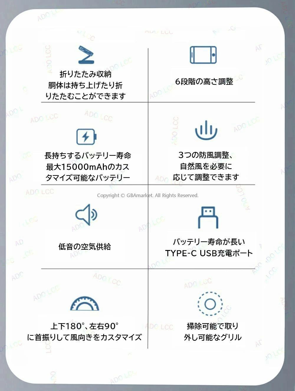 USB 7枚羽根 タイマー機能 首振り リモコン付き 卓上扇風機 3段階風量調節 コード...