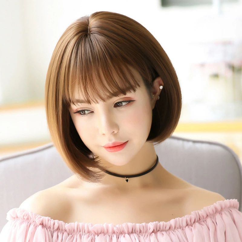 全店2点5%OFF送料無料 フルウィッグ かつら 前髪あり ボブヘアー おかっぱ 内巻き 全頭かつら ぱっつん前髪 レディース 女性 婦人用 ナチュラル かわいい キュート おしゃれ イメージチェンジ 仮装 女装 ブラウン グレー ブラウン