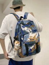 【P10倍ポイント】 メンズ バッグ バックパック 男の子用 グレー グラフィティ文字バックパック、キャンパス リュック、中学生向けのティーンエイジャー向けの本...