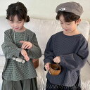 【P10倍ポイント】【送料無料】子供の春の新作の?い格子の?袖の上着の男女の赤ちゃんの丸首のコウモリの袖のtシャツ