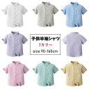 【3点15%offクーポン配布中! キッズシャツ 男の子 半袖 立ち襟シャツ カジュアルシャツ 夏用 子供 無地 90 100 110 120 130 140 ...