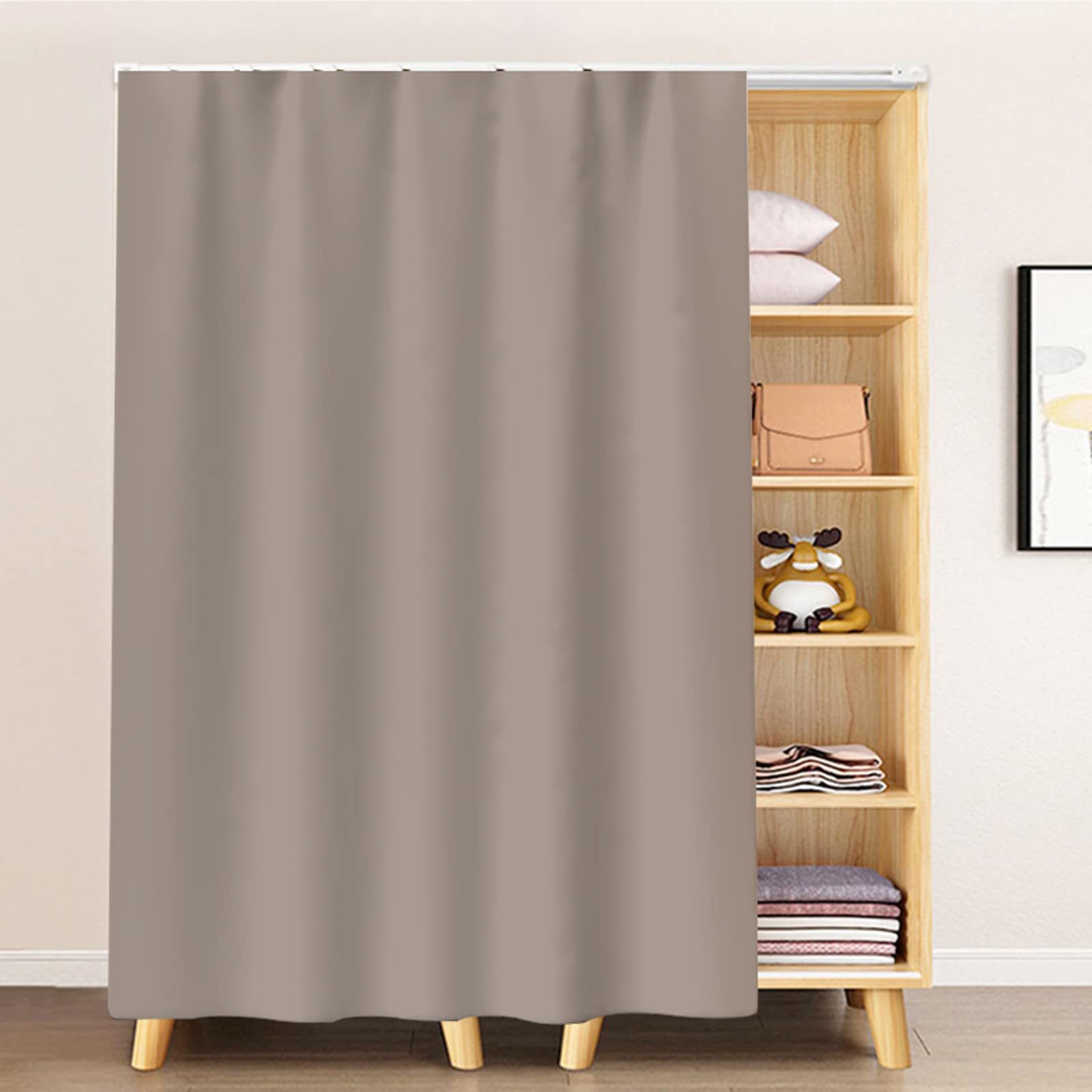 キャビネットカーテン、レールタイプ防塵ドアカーテン、本棚カーテン、バルコニードアカーテン、キャビネットドアダストカーテンなし、シンプルブラックアウトダストカーテン