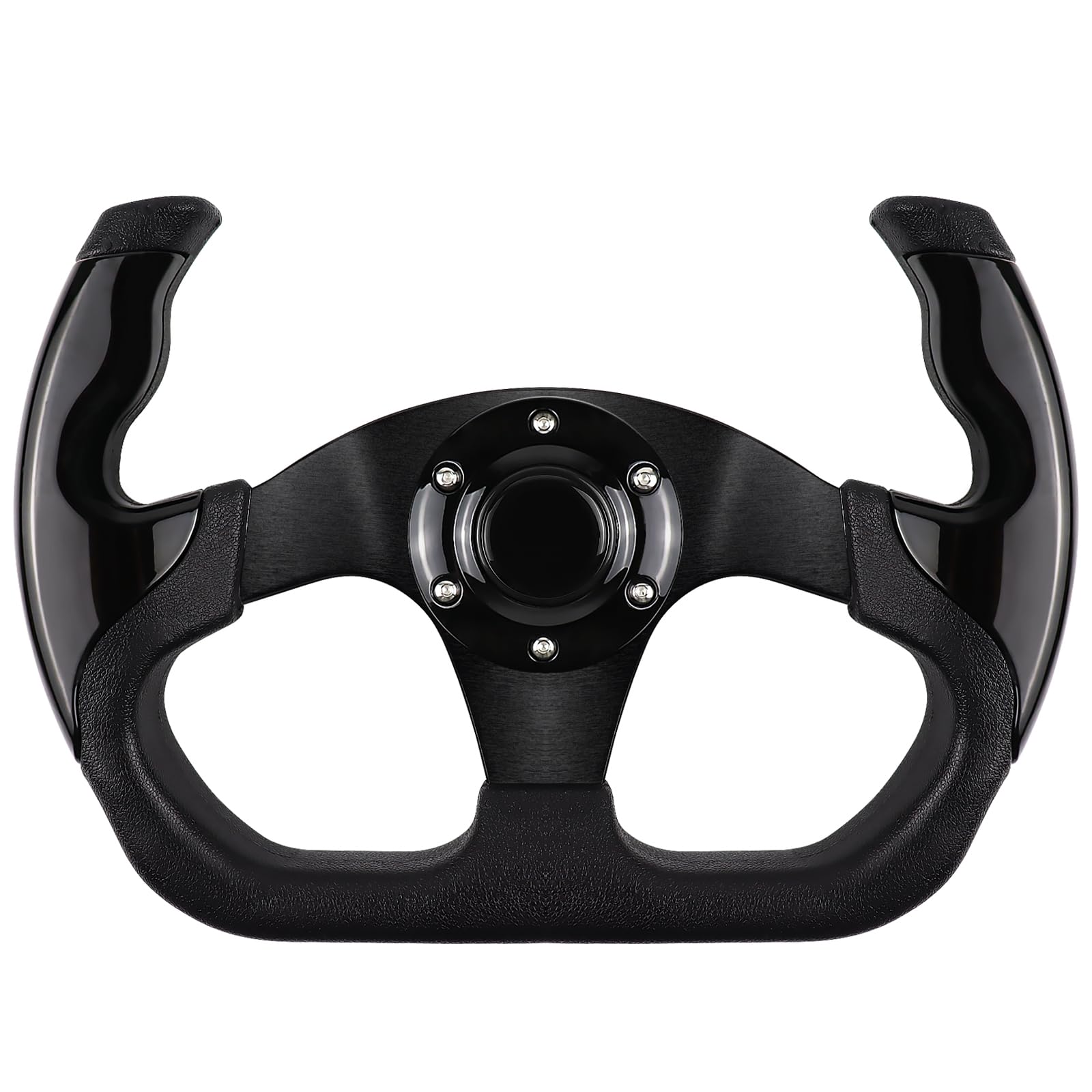 ユニバーサルレーシングステアリングホイール 6ボルト 滑り止めレザー アルミニウム製 ゲーム用ハンド..