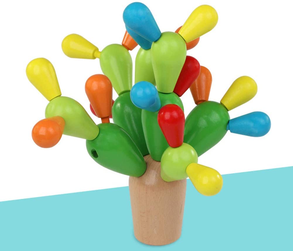 【3点15%offクーポン配布中! サボテンバランスゲーム 積み木 天然木 知育玩具 組み立て カラフル 想像力と創造力と立体感覚 親子ゲーム 出産祝い 誕生日...