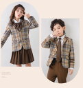【3点15%offクーポン配布中! 小学生 卒業式 スーツ 女の子 男の子 キッズ チェック柄 ブラウン ブレザー フォーマル スーツ 入学式 卒業式 中学生 ...
