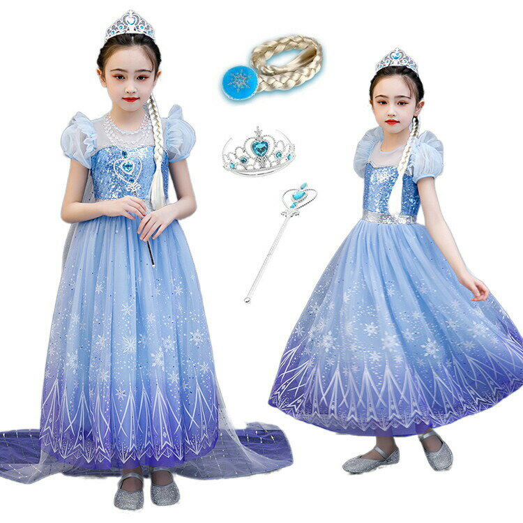 【P10倍+最大2,000円OFFクーポン配布】 プリンセス ドレス コスプレ 衣装 4点セット ハロウィン 子供 衣装 プリンセス なりきり Queen ドレス クリスマス 衣装 女の子 キッズコスチューム 仮装 演劇 文化祭 パーティー イベント 100-150