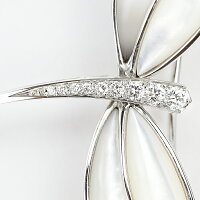 【SH55653】ヴァンクリーフ&アーペルシェルブローチK18WGダフネトンボVanCleef&Arpels【中古】