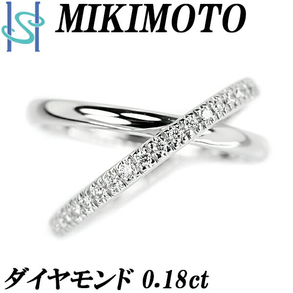 ★2/5 ミキモト ダイヤモンド リング 0.18ct K18WG アシンメトリー 2連風 重ね付け風 ブランド MIKIMOTO | 18金 ホワイトゴールド ダイアモンド デイリーユース シンプル かわいい おしゃれ【中古】【SH98348】のサムネイル