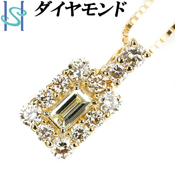 ★8/16 新品 バケットカット イエローダイヤモンド ネックレス 0.40ct ブラウンダイヤモンド K18 ファンシーカット 変形カット ベネチアンチェーン 誕生石 4月 | 18金 K18YG イエローダイアモンド【SH93121】