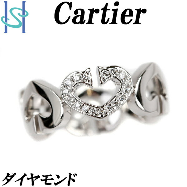 リニューアルセール【最大42%OFF&最大3万円クーポン】カルティエ ダイヤモンド Cハート リング K18WG #48 ブランド Cartier | 18金 ダイアモンド デイリーユース 豪華 華やか かわいい おしゃれ カジュアル【中古】【SH109582】