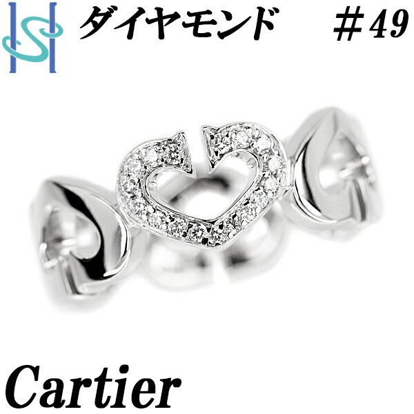 リニューアルセール【最大42%OFF&最大3万円クーポン】カルティエ ダイヤモンド Cハート リング K18WG #49 ブランド Cartier | 18金 ダイアモンド デイリーユース かわいい おしゃれ 【中古】【SH110437】