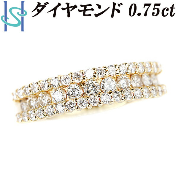 ブラックフライデー＆年末大感謝祭【最大3万円クーポン&全品5倍】ダイヤモンド リング 0.75ct K18YG | 18金 ダイアモンド デイリーユース ゴージャス 豪華 華やか かわいい おしゃれ 冠婚葬祭【中古】【SH105578】