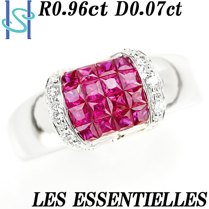 ★3/27 レ・エッセンシャル ルビー リング 0.96ct ダイヤモンド 0.07ct K18 ホワイトゴールド ミステリーセッティング LESESSENTIELLES | 指輪 ジュエリー 宝石 レディース 18WG バースデー【中古】【SH78994】のサムネイル