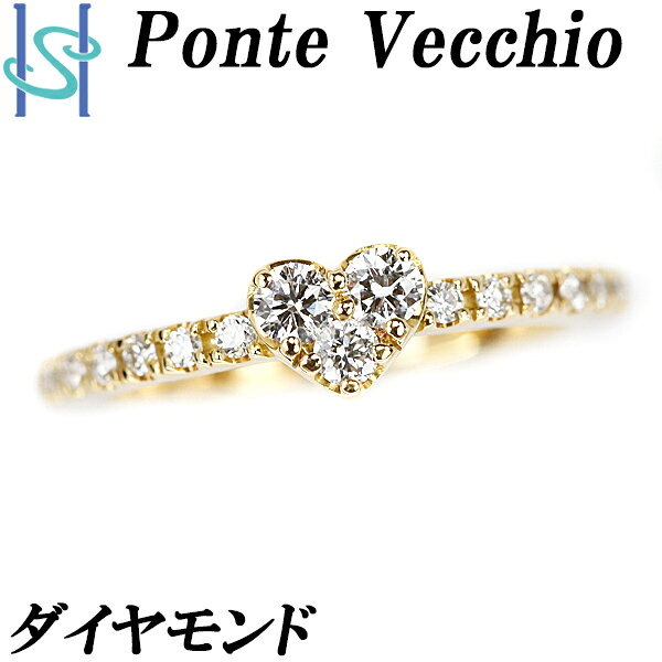 ★3/6 ポンテヴェキオ ダイヤモンド ピンキーリング 0.18ct K18 イエローゴールド ハート 細め 華奢 誕生石 4月 ポンテヴェッキオ Ponte Vecchio | 18金 K18YG ダイアモンド デイリーユース【中古】【SH89643】のサムネイル