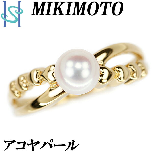 ★12/22 ミキモト アコヤパール リング 6.2mm K18 イエローゴールド 一粒パール ハート 2連風 透かし 誕生石 6月 MIKIMOTO | 18金 K18YG あこや真珠 白真珠 和珠 シンプル かわいい おしゃれ【SH89873】のサムネイル