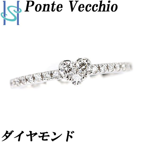 リニューアルセールポンテヴェキオ ダイヤモンド リング 0.18ct K18WG ハート 細め ブランド Ponte Vecchio | 18金 ダイアモンド デイリーユース シンプル かわいい おしゃれ