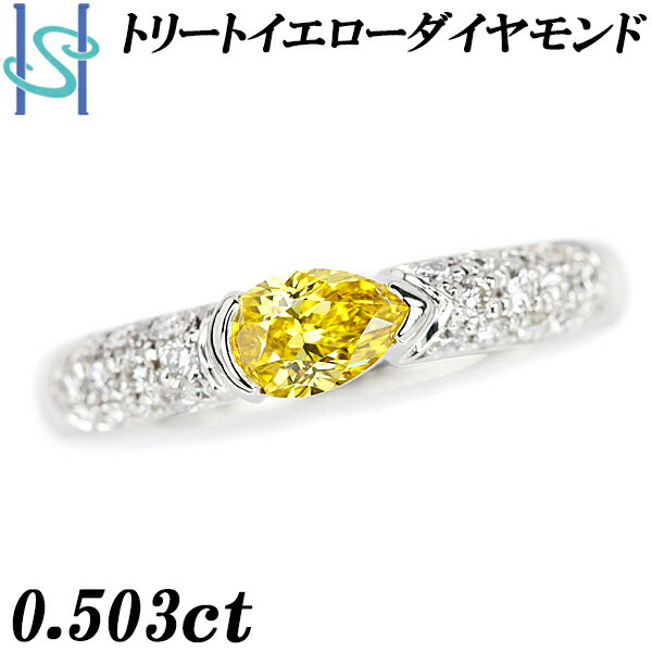 リニューアルセール【最大42%OFF&全品5倍&最大3万円クーポン】トリートイエローダイヤモンド リング 0.503ct ダイヤモンド Pt900 ペアシェイプ 変形カット ファンシーカット | ダイアモンド デイリーユース シンプル かわいい おしゃれ【中古】【SH97930】