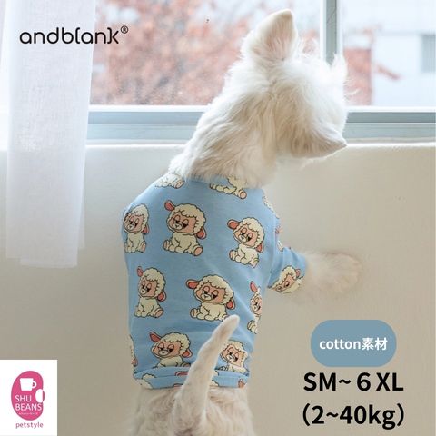 【最大700円OFFクーポン&P3倍】犬 服 おしゃれ 韓国 ブランド andblank iconic woolly 半袖 Tシャツ 綿素材 よく伸びる 着せやすい オールシーズン スカイブルー ひつじ SM M L XL 2XL 3XL 4XL 5XL6XL