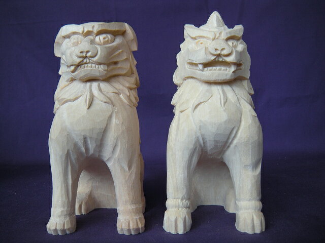 【神具】木彫狛犬4寸(1対）手彫りで彫り上げられた　木彫りの狛犬です【送料無料】 2