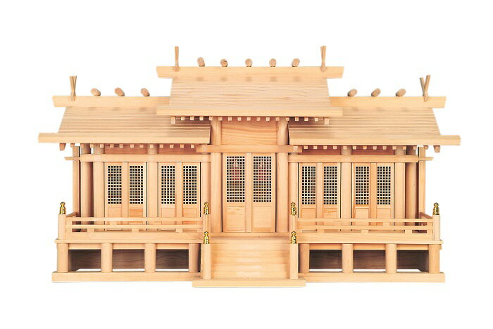 神棚 屋根違い五社中　格子戸御簾付