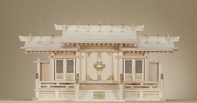 神棚 屋根違い三社　格子付（大）木曽ひのき 日本製