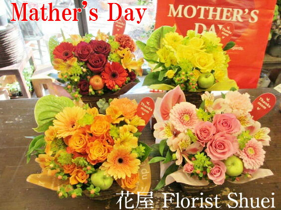 母の日ギフト【母の日対象商品】バラのアレンジ選べる4色♪「母の日バージョン」【母の日】【Mather's Day】【フラワーギフト】【花屋】ありがとう母の日感謝