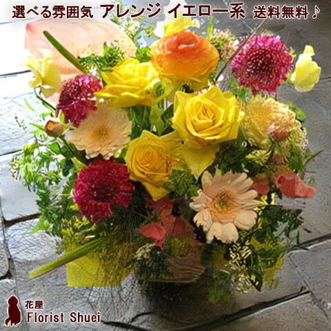 送料無料 アレンジメントフラワー イエロー系 L 誕生日 花 入籍祝い 花 フラワー ギフト お誕生日 お花 お見舞い アレンジメントフラワー 楽屋花 お祝い 花屋 誕生日プレゼント 女性 フラワーアレンジ アレンジ花 生花【メッセージカード付き】【花屋】のサムネイル