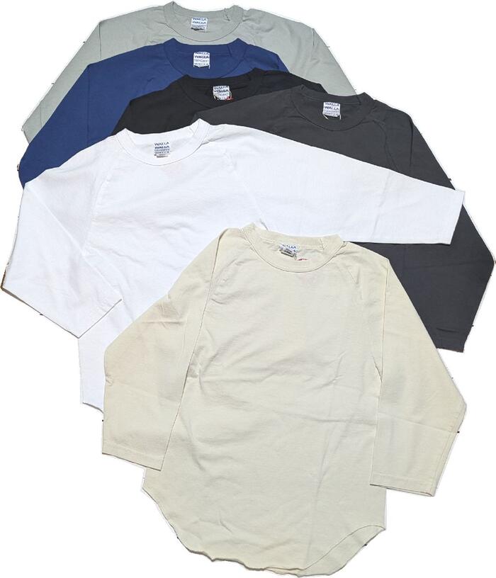 乐天商城 - ワラワラスポーツ 3/4 ベースボール ティー ソリッド メンズ Tシャツ 日本製 WALLA WALLA SPORT 3/4 BASEBALL TEE SOLID T shirts 031