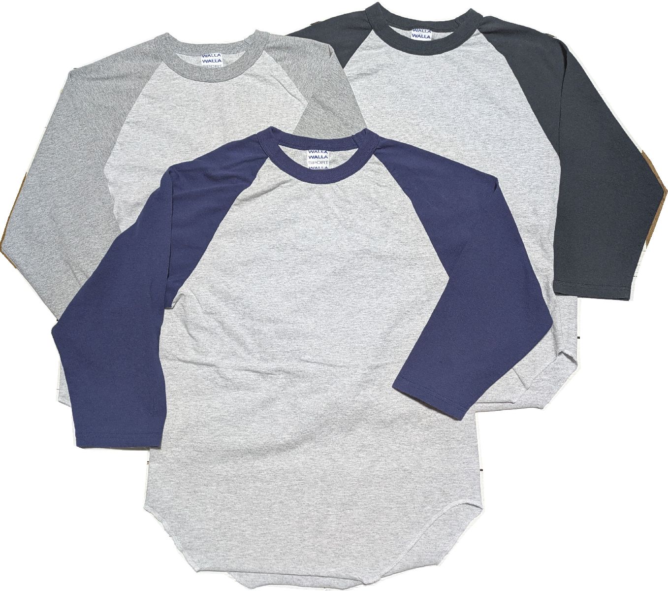 ワラワラスポーツ 3/4 ベースボール ティー アッシュ ツートーン メンズ Tシャツ 日本製 WALLA WALLA SPORT 3/4 BASEBALL TEE ASH 2-TONE T shirts 091