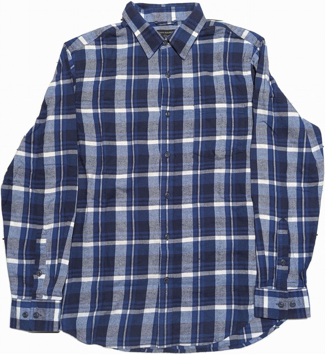 バナナリパブリック 長袖 ライトフランネルシャツ チェック ネイビー メンズ BANANA REPUBLIC SHIRTS 108