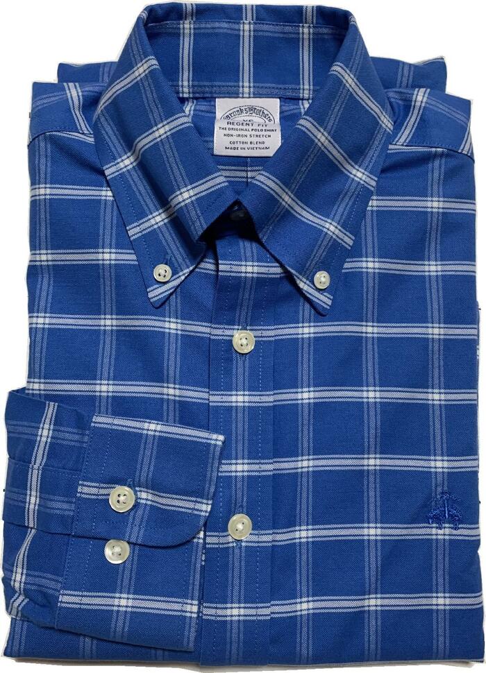 ブルックスブラザーズ 長袖 ワンポイント ボタンダウンシャツ チェック ブルー Brooks Brothers SHIRTS 032