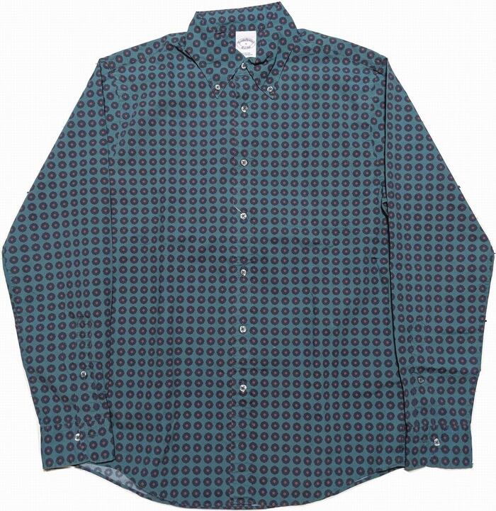 ブルックスブラザーズ 長袖 ボタンダウンシャツ 総柄 プリント グリーン メンズ Brooks Brothers SHIRTS 042