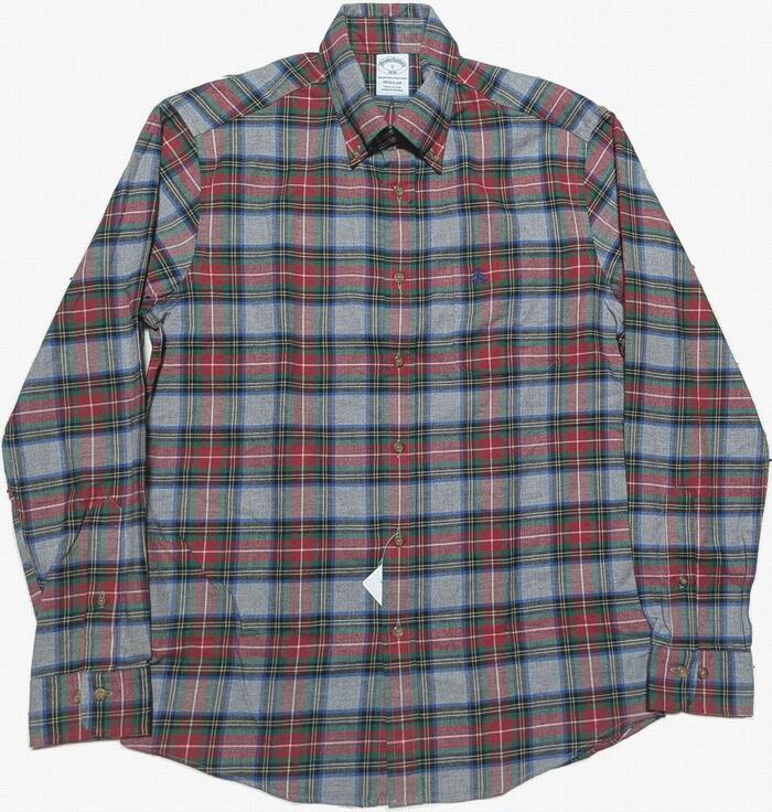ブルックスブラザーズ 長袖 ワンポイント ボタンダウンシャツ ライトフランネル チェック グレー メンズ Brooks Brothers SHIRTS 027