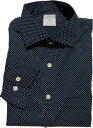 ブルックスブラザーズ 長袖 ワイドカラーシャツ ドット プリント ネイビー 細身 カスタム Brooks Brothers SHIRTS 079