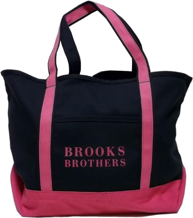 ブルックスブラザーズ コットンキャンバス製 ツートーン トートバッグ ネイビー/ピンク Brooks Brothers TOTE BAG 062