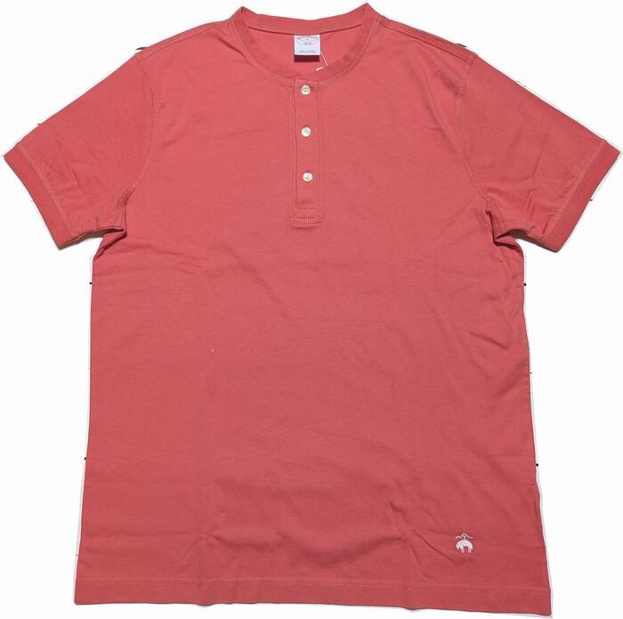 ブルックスブラザーズ ワンポイント 半袖 ヘンリーネック Tシャツ オレンジ系 メンズ Brooks Brothers T SHIRTS 091