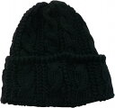 コットン素材 ケーブル編み ニットキャップ 綿 ニット帽 黒 ブラック KNIT CAP 004