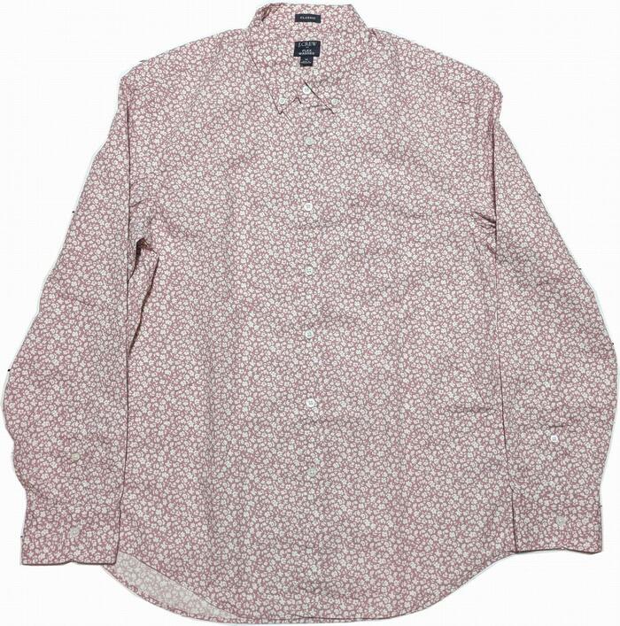 ジェイクルー 長袖 プリント ボタンダウンシャツ 花柄 レッド系 メンズ J.CREW SHIRTS 053