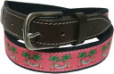 ヴィニヤードヴァインズ アメリカ製 本革レザー×キャンバスベルト ピンク メンズ vineyard vines BELT MADE IN USA 047