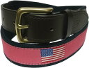 ヴィニヤードヴァインズ アメリカ製 本革レザー×キャンバスベルト ピンク メンズ vineyard vines BELT MADE IN USA 054
