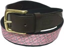 ヴィニヤードヴァインズ アメリカ製 本革レザー×キャンバスベルト ピンク メンズ vineyard vines BELT MADE IN USA 010