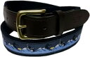 ヴィニヤードヴァインズ アメリカ製 本革レザー×キャンバスベルト ブルー メンズ vineyard vines BELT MADE IN USA 016
