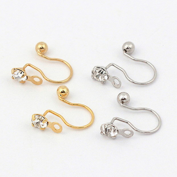 ノンホールピアス金具 3mm 石付き カン付き ゴールド・シルバー | イヤリング パーツ イヤリング金具 イヤリングパーツ 金具 ピアス ノンホール イヤリングパーツ 材料 カン付 アクセサリー アクセサリーパーツ ピアス金具 ストーン