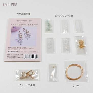ツイストワイヤーキット スターフラワーのイヤリング | アクセサリーキット 手芸キット ビーズキット ワイヤーアクセサリー ワイヤーワーク ワイヤーツイスト 小枝アクセサリー