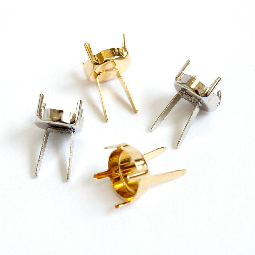 空枠 メタルパーツ足つきラウンド 12mm | パーツ 鞄金具 差込錠 カイト バッグ金具 ハワイアンコード ゴールド シルバー バッグ用 クラフト 手芸 ハンドメイド