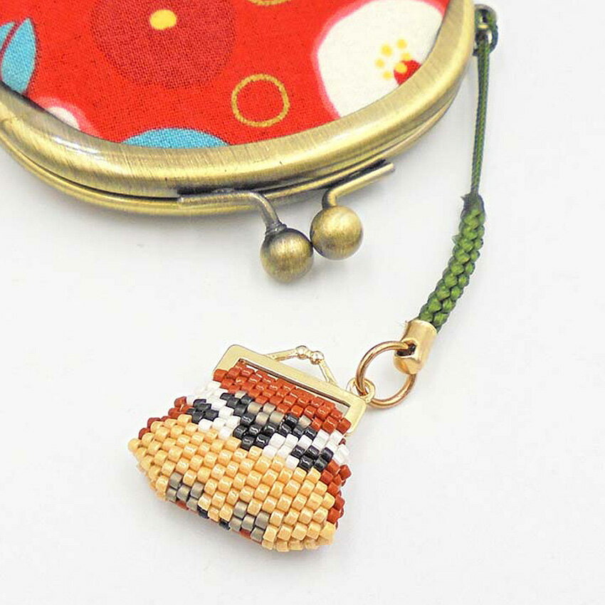 ビーズキット 京・小鳥のがまぐち根付け スズメ | ビーズ キット ステッチ ホビックス HOBBIX 小鳥